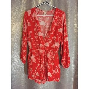 H&M red floral romper